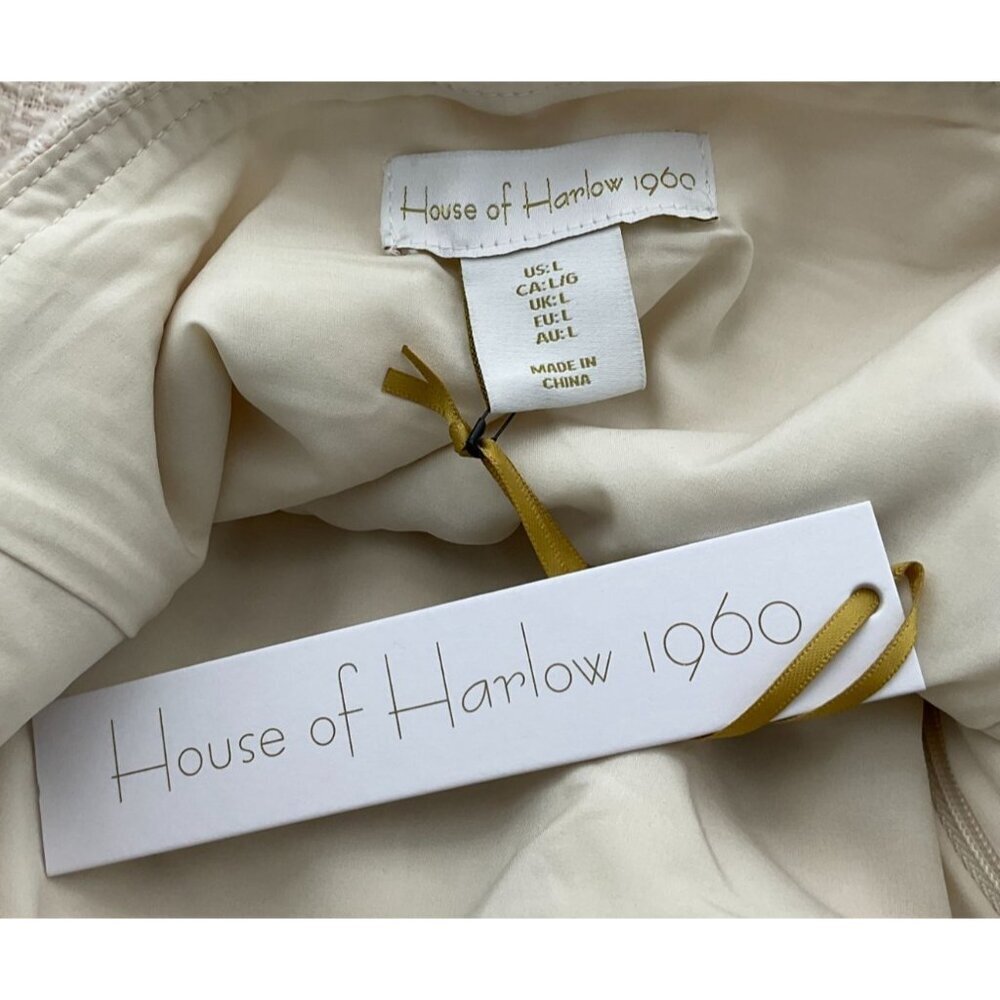 House of Harlow 1960 x Revolve Ivory Donegal Tweed Square Neck Mini Jumper Large - Picture 8 of 10